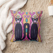 Black Cats Throw Pillow Home Decor クッション (ブランケット)