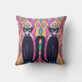 Black Cats Throw Pillow Home Decor クッション (裏面)