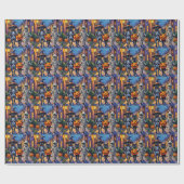 Black Cats Trick-or-Treating in Halloween Costumes ラッピングペーパー (フラット)