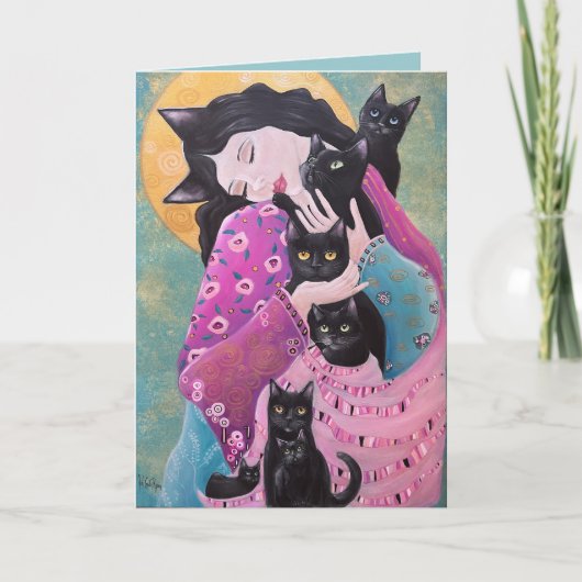 Black Cats Whimsical Art カード (正面)