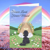 Black Cavalier King Charles Rainbow Bridge カード