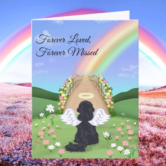 Black Cavalier King Charles Rainbow Bridge  カード