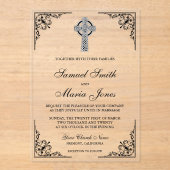 Black Celtic Cross Wedding アクリル招待状 (正面)