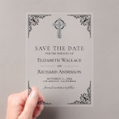 Black Celtic Cross Wedding Save the Date アクリル招待状 (インサイチュ (ポータブル))