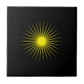 Black Ceramic Tile with Striking Yellow Star Desig タイル (正面)