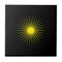 Black Ceramic Tile with Striking Yellow Star Desig