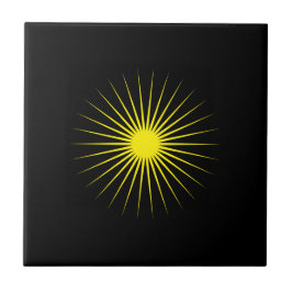 Black Ceramic Tile with Striking Yellow Star Desig タイル