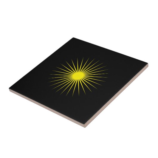 Black Ceramic Tile with Striking Yellow Star Desig タイル (側面)