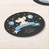 black chalk baby thank you elephant BALLOON ラウンドペーパーコースター (アングル)