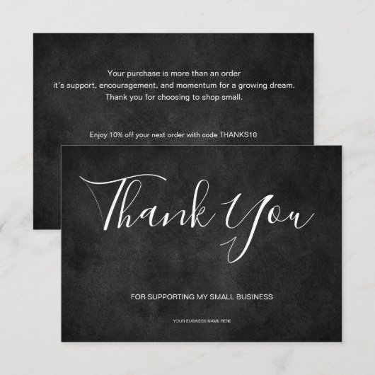 Black Chalkboard Thank You Card Discount サンキューカード (正面/裏面)
