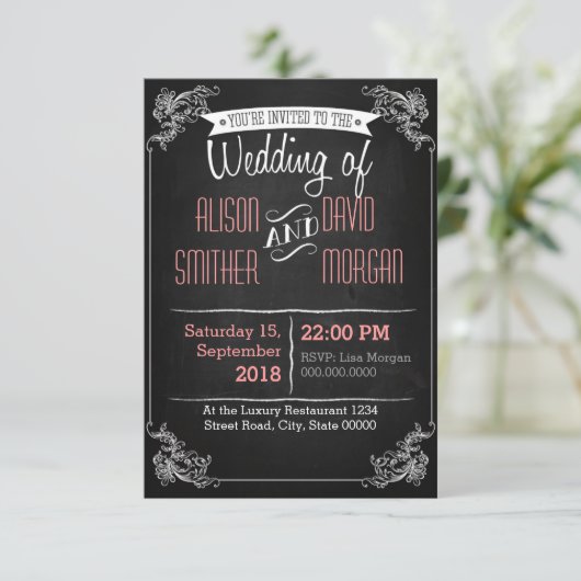 Black chalkboard wedding invitation 招待状 (スタンド正面)