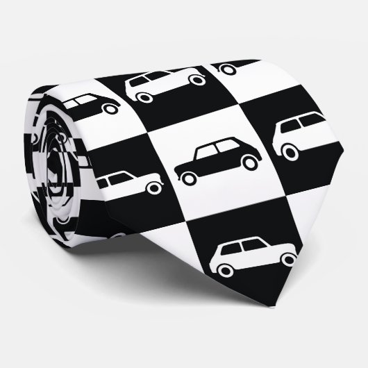 Black Checkerboard Mini Cooper ネクタイ (ロール)