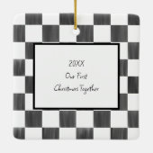 Black Checkerboard Personalized Photo セラミックオーナメント (裏面)