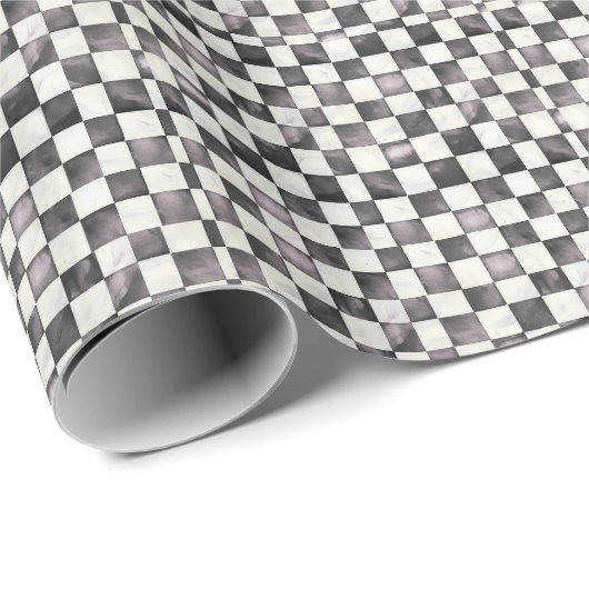 Black Checkered Decorative Gift Wrap Paper ラッピングペーパー (ロールコーナー)