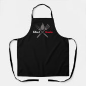 Black Chef Apron - Customize Name Personalize Gift エプロン (正面)