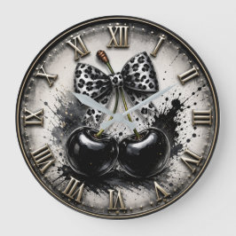 Black Cherry Modern Monochrome Kitchen ラージ壁時計
