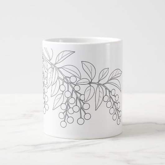Black Cherry - Prunus serotina ジャンボコーヒーマグカップ (正面)