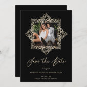 Black Chic Flourish Ornament Lace Effect Photo (正面/裏面)