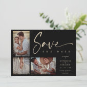 Black Chic Trendy Collage Wedding Covid19 3 Photos (スタンド正面)