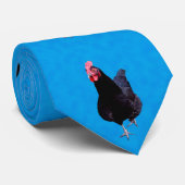 Black Chicken On Sponged Blue Background, ネクタイ (ロール)