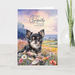 Black Chihuahua Field of Wildflowers Pet Sympathy カード