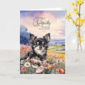 Black Chihuahua Field of Wildflowers Pet Sympathy カード (黄色い花)
