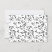 Black Chinoiserieの結婚QRコードRSVPカード 招待状 (裏面)