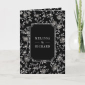 Black Chinoiserie Crest QR Code Wedding 招待状 (正面)