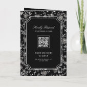Black Chinoiserie Crest QR Code Wedding 招待状 (裏面)