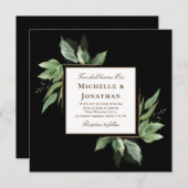 Black Christian'sの緑の金ゴールドの結婚フレーム 招待状 (正面/裏面)