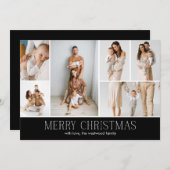 BLACK Christmas Elegant 6 Collage Photo message シーズンカード (正面/裏面)