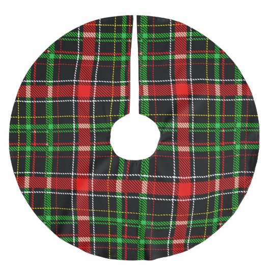 Black Christmas Flannel Plaid Tartan Design ブラッシュドポリエステルツリースカート (正面)