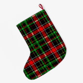 Black Christmas Flannel Plaid Tartan Design ラージクリスマスストッキング (裏面 (吊り時))