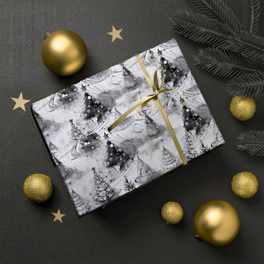 Black Christmas Pattern#3 ID1009 ラッピングペーパー