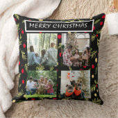 Black Christmas Patterns  4 Photo Collage クッション (ブランケット)