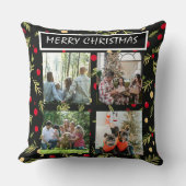 Black Christmas Patterns  4 Photo Collage クッション (正面)