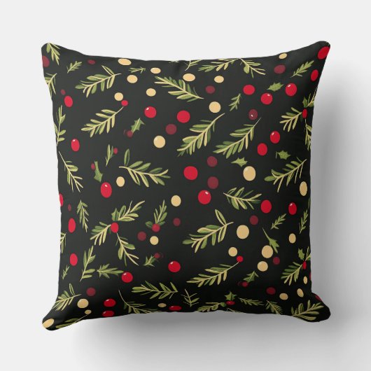 Black Christmas Patterns  4 Photo Collage クッション (裏面)