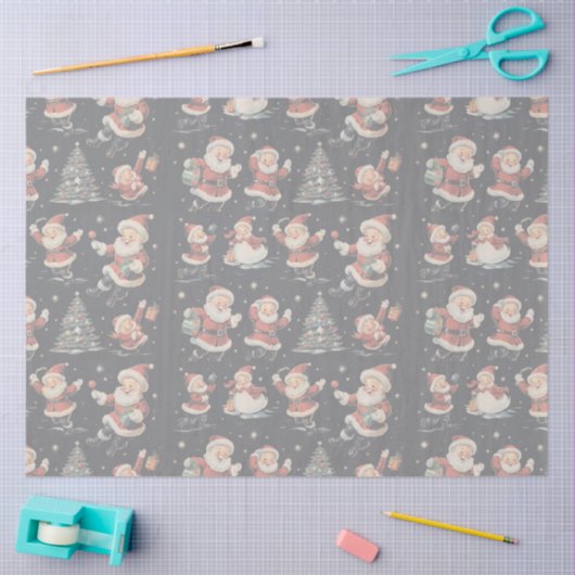 Black Christmas Santa Tree Snowman 薄葉紙 (クラフト)