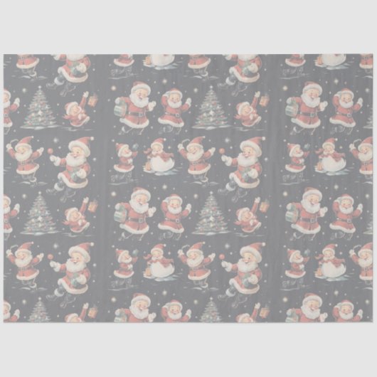 Black Christmas Santa Tree Snowman 薄葉紙 (正面)