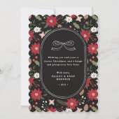 Black Christmas Wreath Floral Holiday Photo Card 招待状 (裏面)