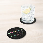 Black Citrus Martini Cocktail Confetti Party  ラウンドペーパーコースター (インサイチュ)