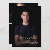 Black Class of 2024 Graduation Thank You Photo サンキューカード (正面/裏面)