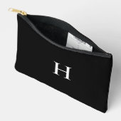 Black Classic Elegant Monogram アクセサリーポーチ (見開き)