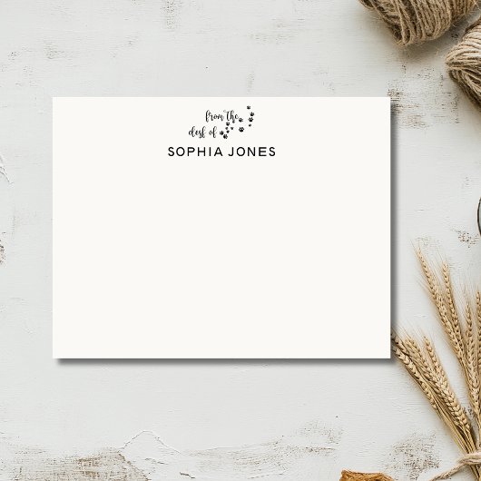 Black Classic Paw Print Stationery Note Card 招待状