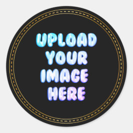 Black Classic Round Sticker with a Business Logo ラウンドシール