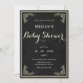 Black classic vintage elegant baby shower  招待状 (正面)