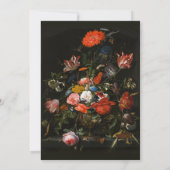 Black classic vintage floral bouquet birthday 招待状 (裏面)