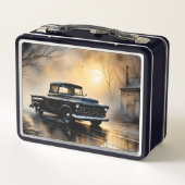 Black Classic Vintage Pickup Truck 1957 メタルランチボックス (裏面)