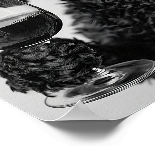 Black Cockapoo Drinking Wine Wall Art, Black and ポスター (角)