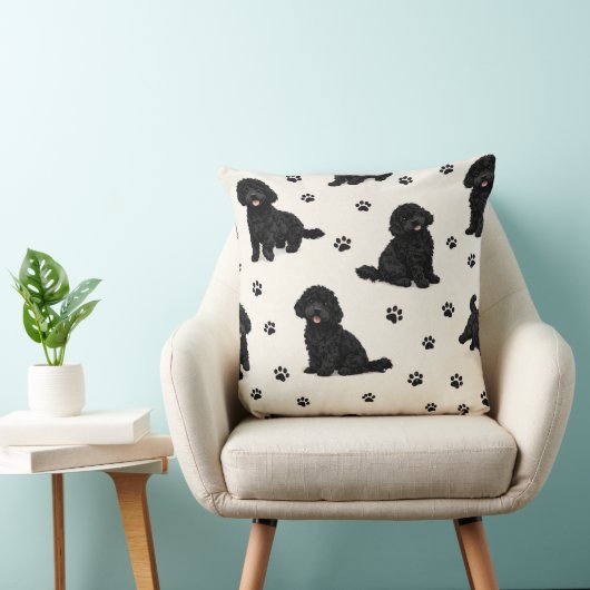 Black Cockapoo Gift | Cute Dog Pattern Cushion クッション (椅子)